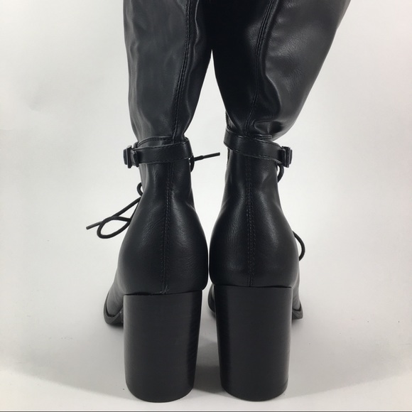 TORRID Black Peep-toe Lace-up Boots Size 8 - Picture 5 of 8